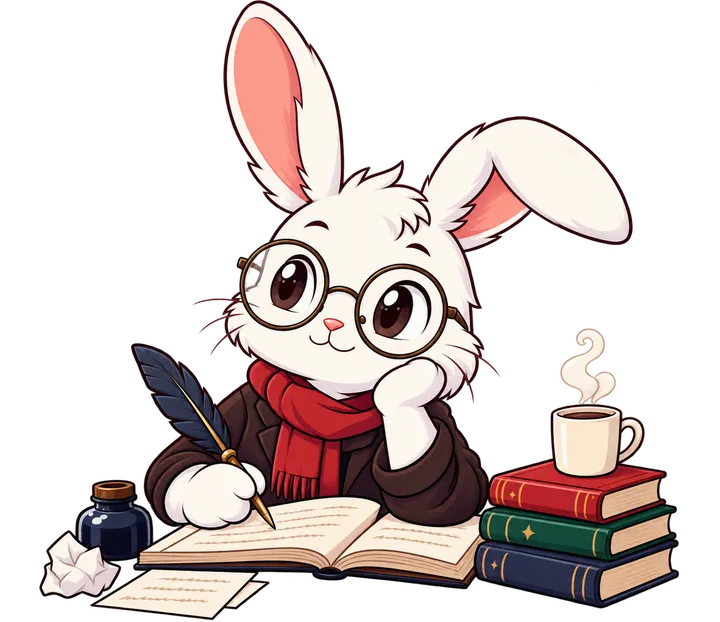 Omicron writer rabbit illustration